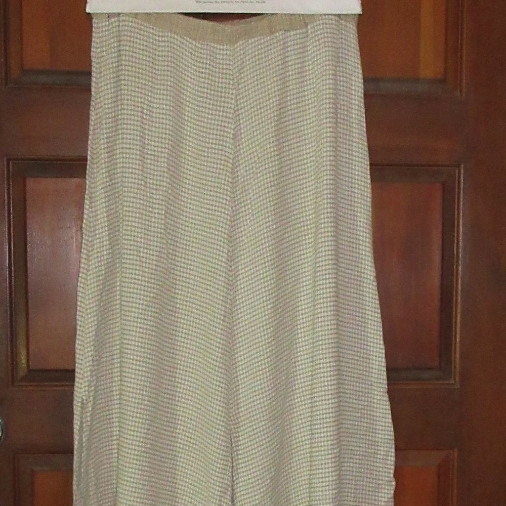 Checked Beige Maxi Skirt Medium